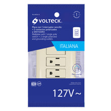 Cargar imagen en el visor de la galería, Placa armada 2 contactos e interruptor,marfil,línea Italiana

