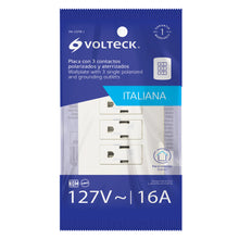 Cargar imagen en el visor de la galería, Placa armada 3 contactos aterrizados, marfil, línea Italiana
