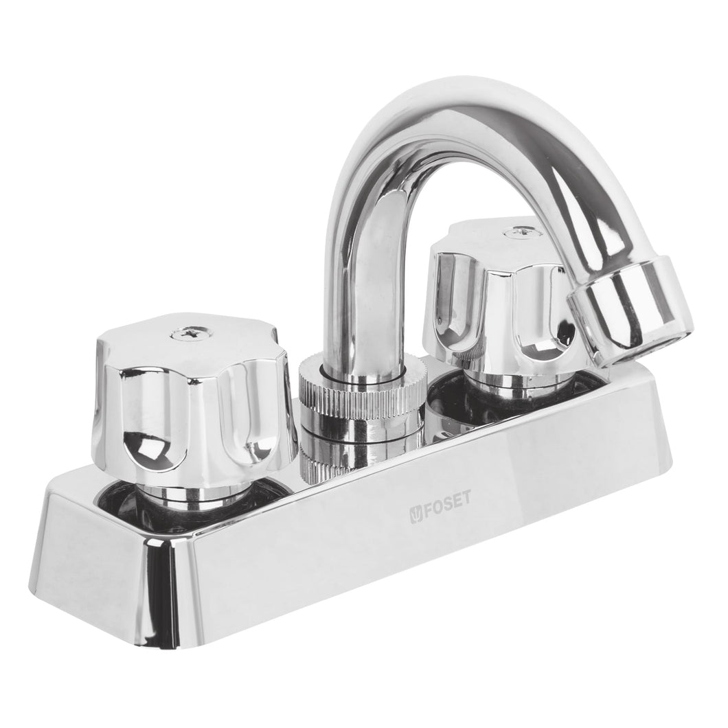 Mezcladora plástica lavabo, cuello curvo, manerales estándar
