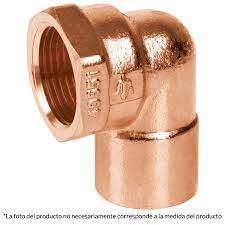 Codo 90° de cobre, rosca interior 1'