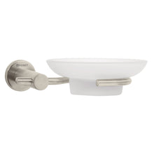 Cargar imagen en el visor de la galería, Jabonera con plato de vidrio, satinado, línea Element
