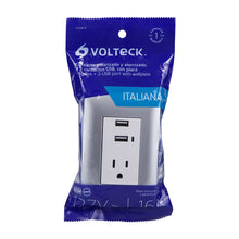 Cargar imagen en el visor de la galería, Contacto aterrizado + 2 puertos USB, plata, línea Italiana
