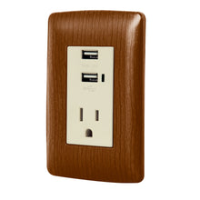 Cargar imagen en el visor de la galería, Contacto aterrizado + 2 puertos USB, madera, línea Italiana
