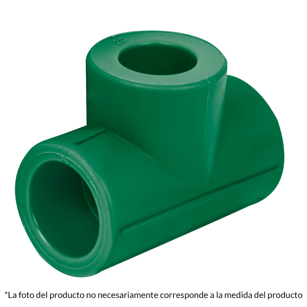Tee de PPR reducida, 3/4'x3/4'x1/2', 25x25x20mm