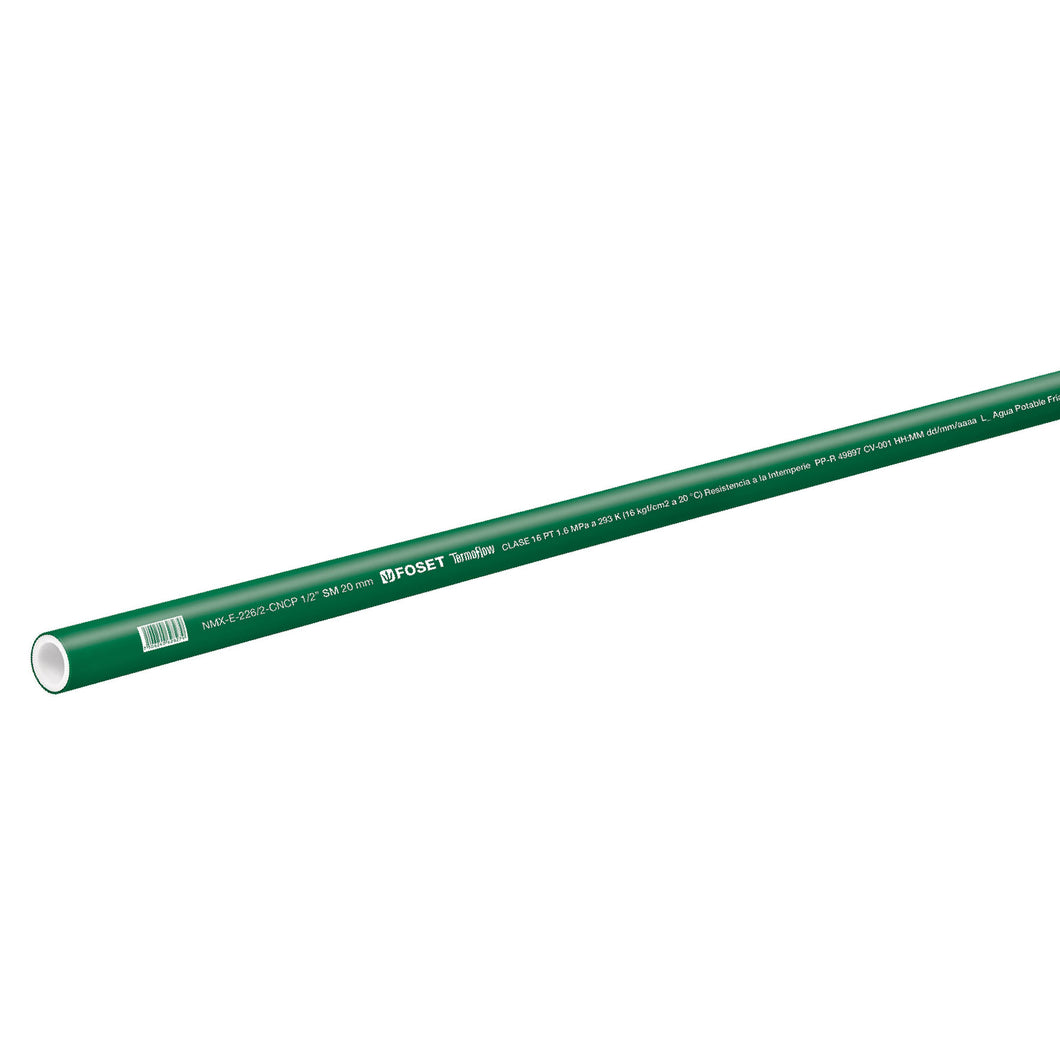 Tubo de PPR, 20mm, 1/2' x 4mts