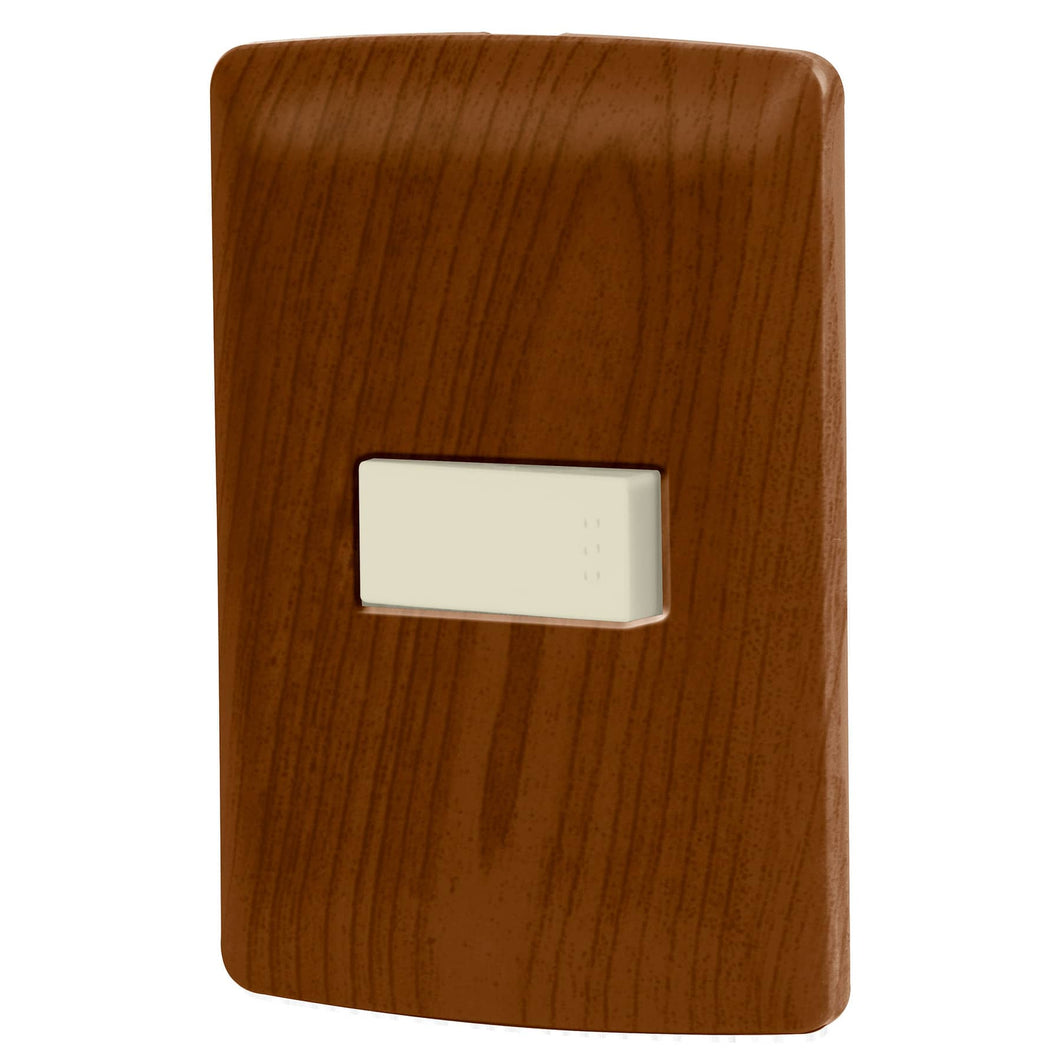 Placa armada 1 interruptor escalera, madera, línea Italiana