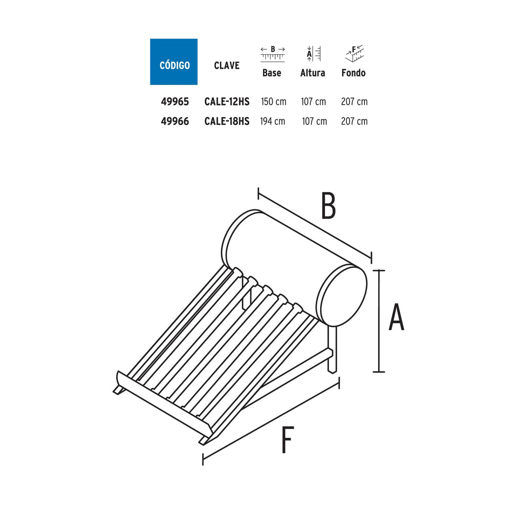 Calentador Solar Heat Pipe, 150L, 12 tubos, 4 personas