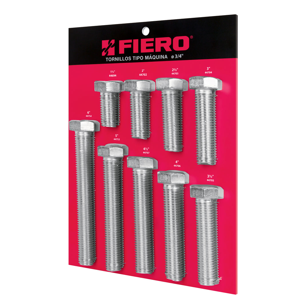 Exhibidor Fiero con tornillos tipo máquina, 3/4'