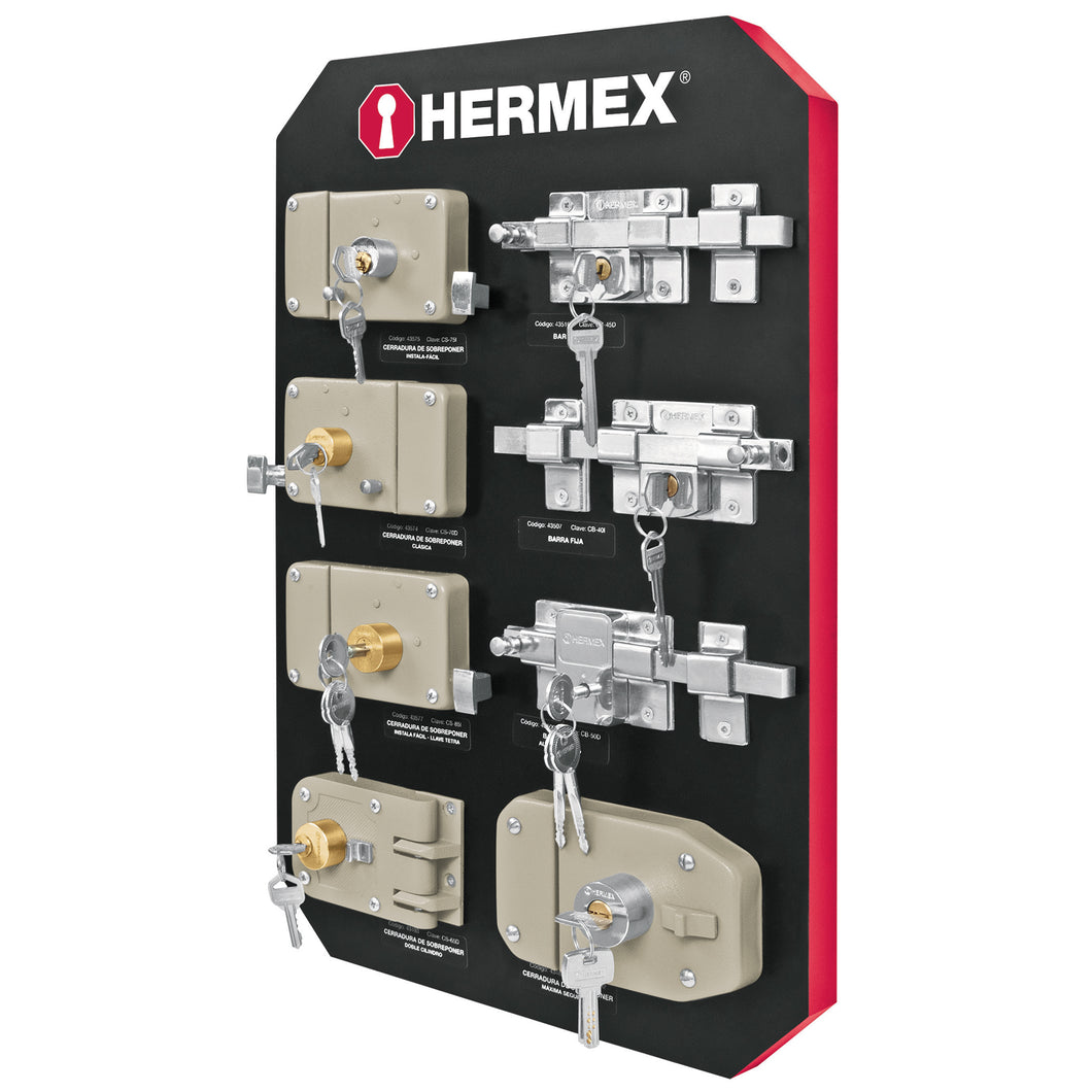 Exhibidor Hermex con sobreponer y barra