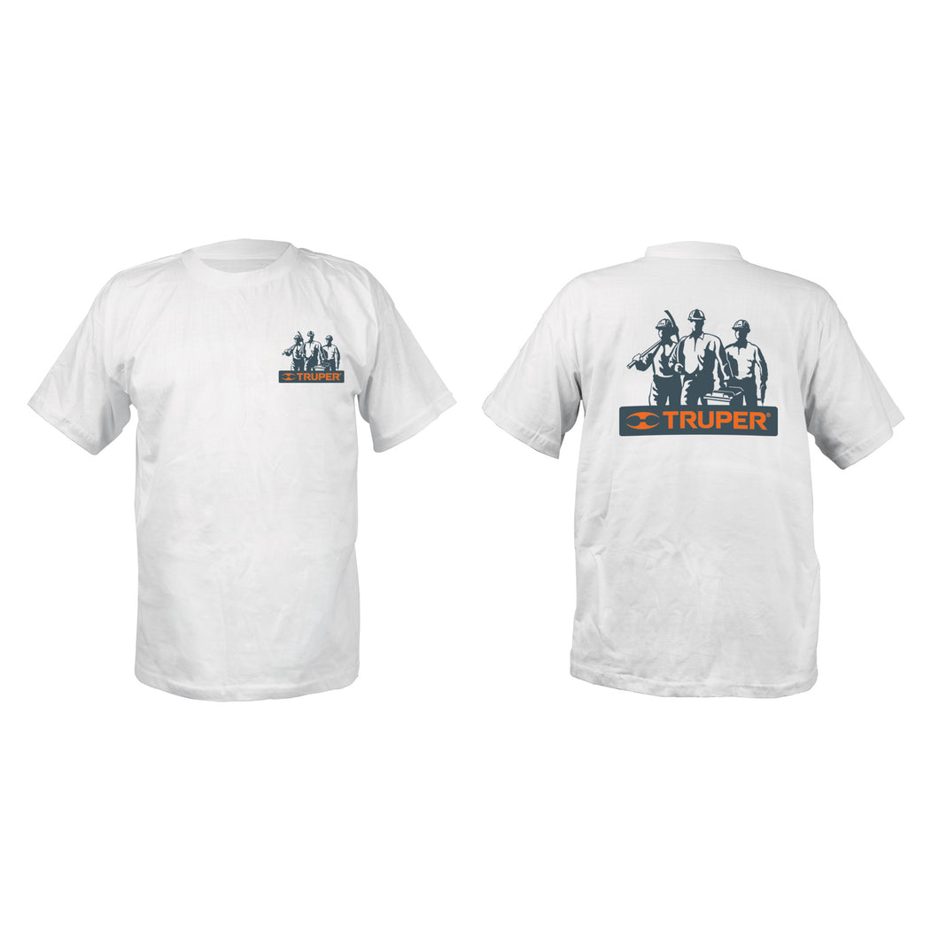 Camiseta blanca 100% algodón, estampada, talla 40