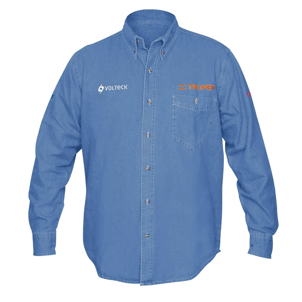Camisa de mezclilla para caballero, manga larga, talla CH