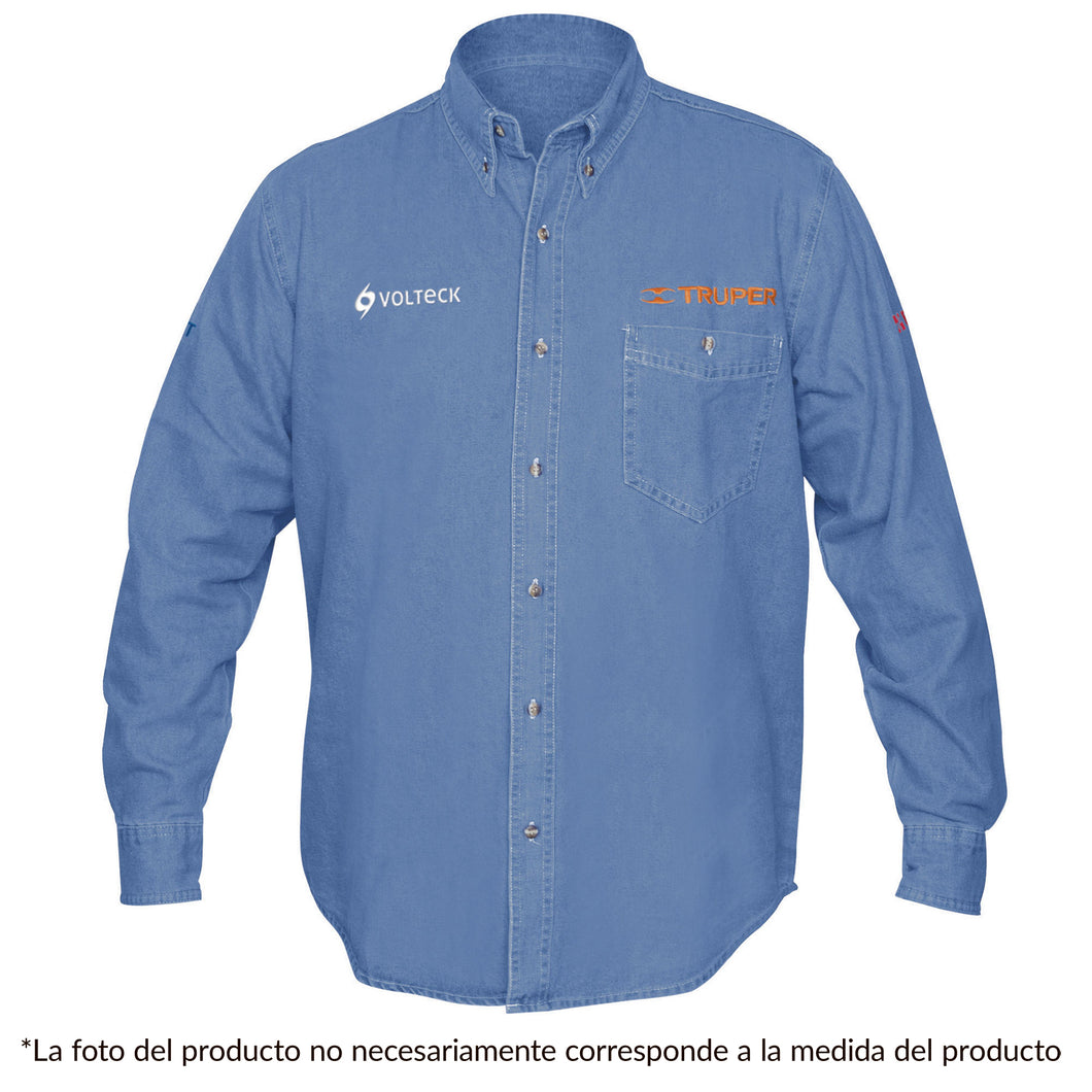 Camisa de mezclilla para caballero, manga larga, talla XG