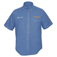 Cargar imagen en el visor de la galería, Camisa de mezclilla para caballero, manga corta, talla M
