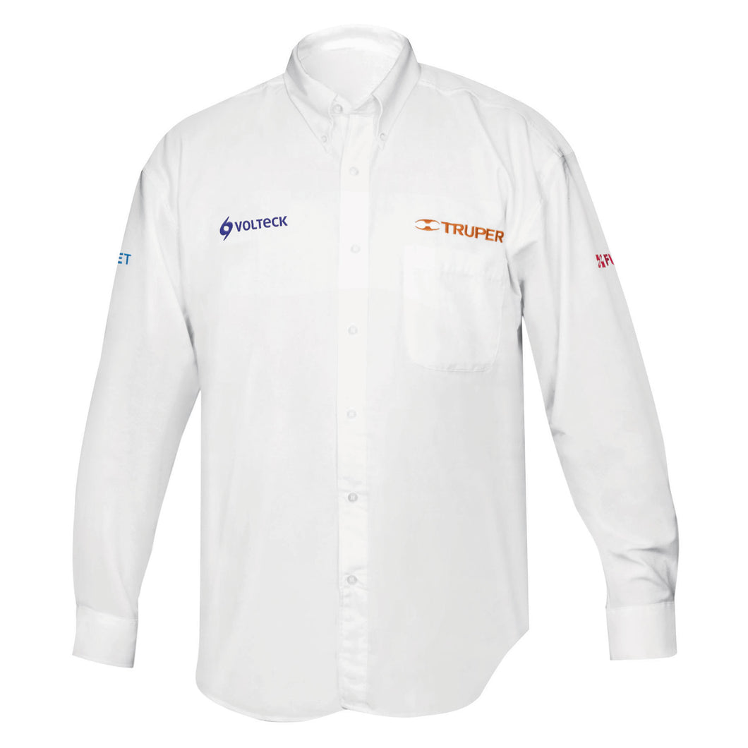 Camisa blanca para caballero, manga larga, talla G