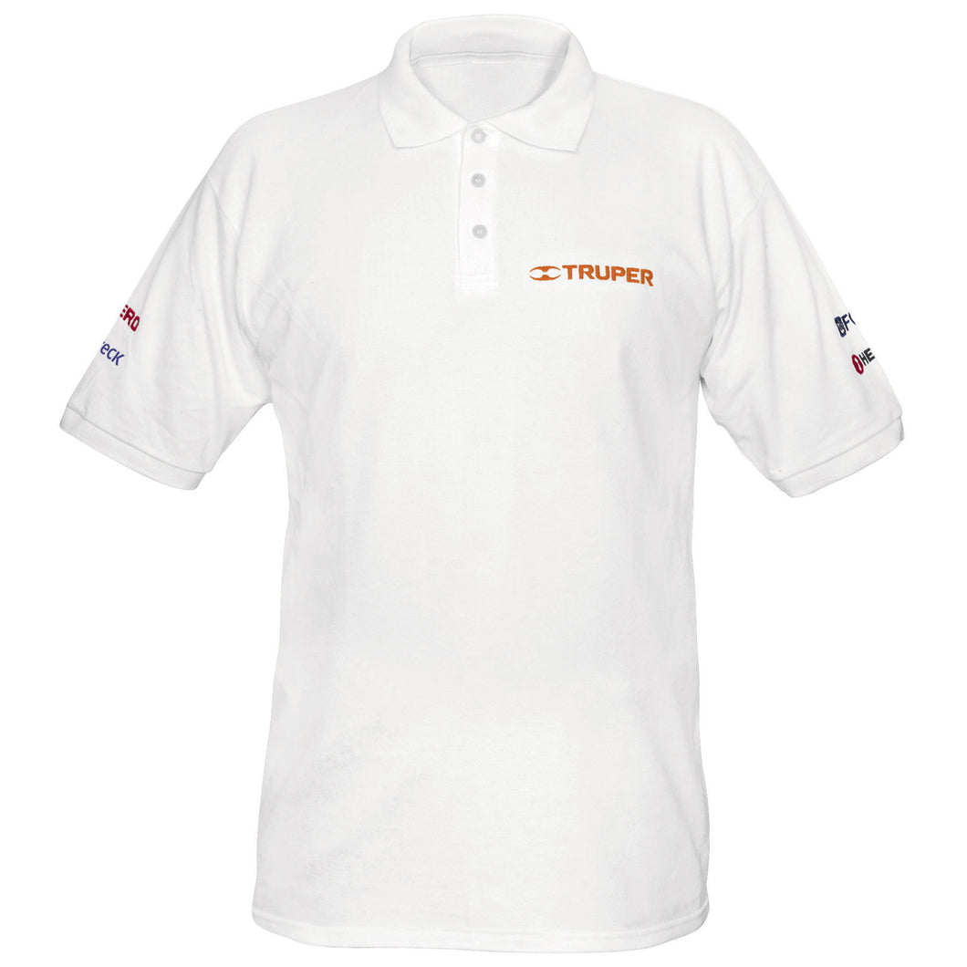 Playera tipo polo, blanca, para caballero, talla mediana