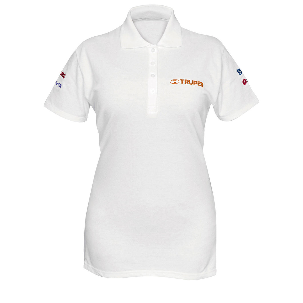 Playera tipo polo, blanca, para dama, talla grande