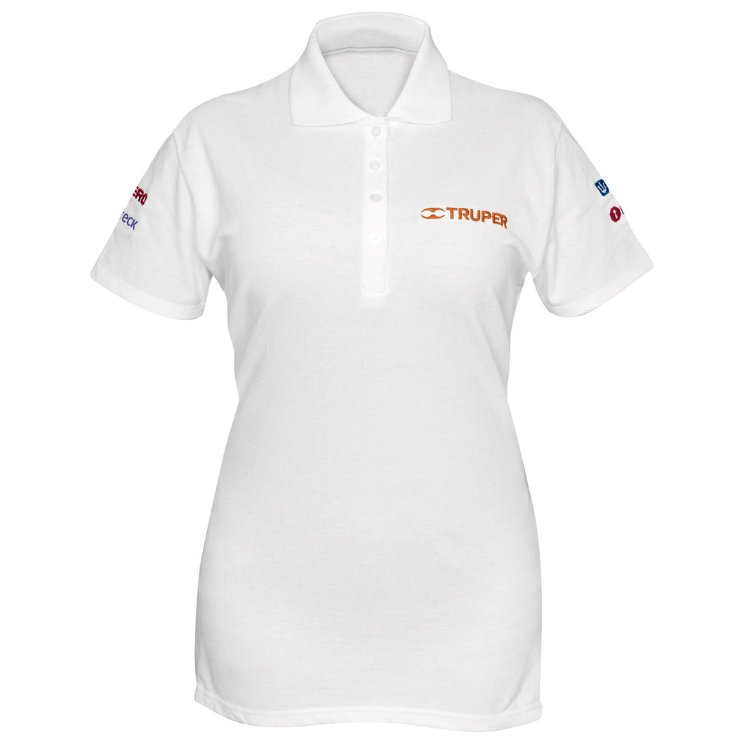 Playera tipo polo, blanca, para dama, talla mediana