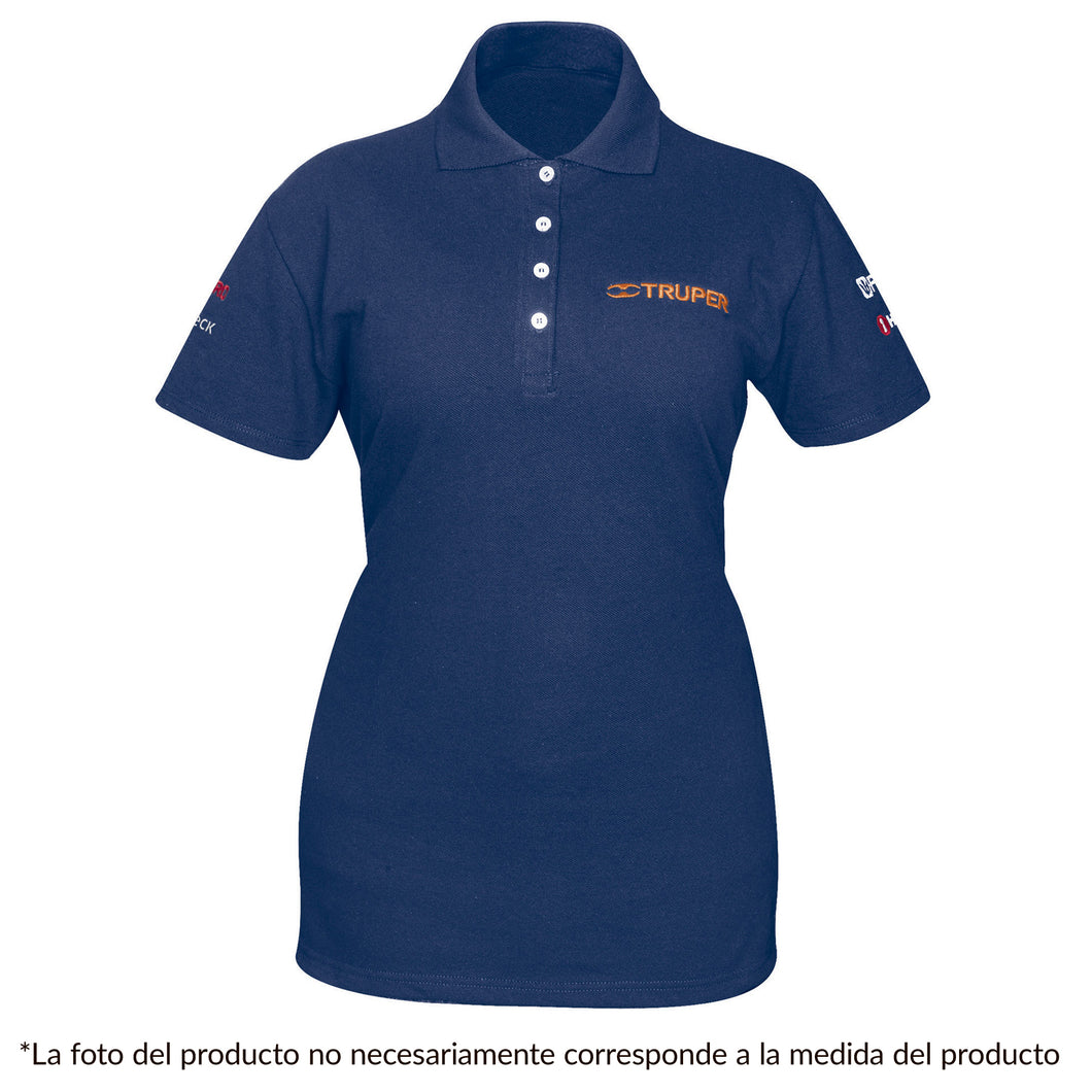 Playera tipo polo, azul, para dama, talla grande