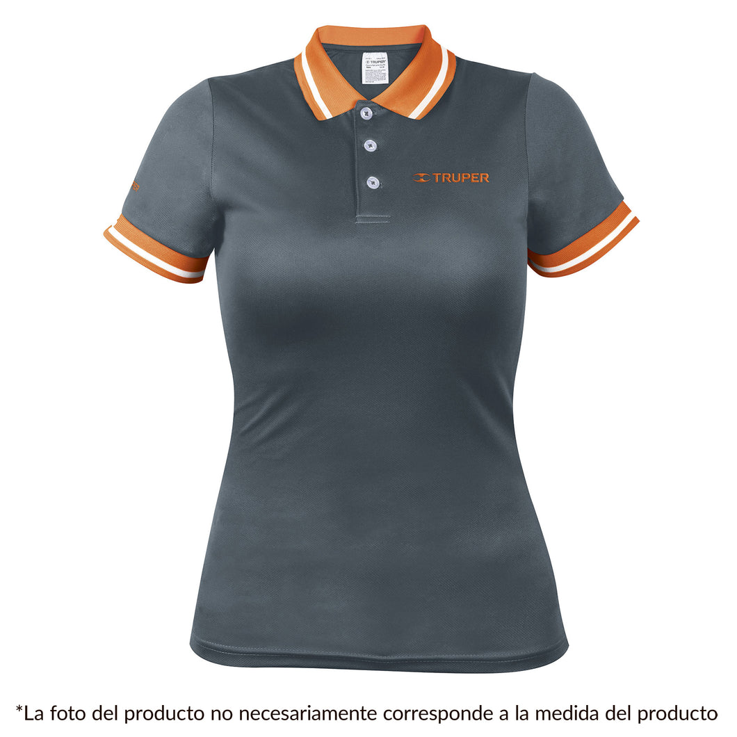 Playera tipo polo, dry fit, gris, para dama, talla M