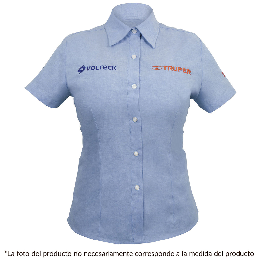 Camisa azul para dama, manga corta, talla XXG
