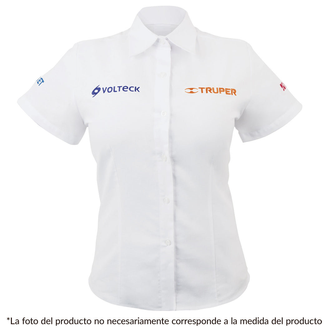 Camisa blanca para dama, manga corta, talla grande