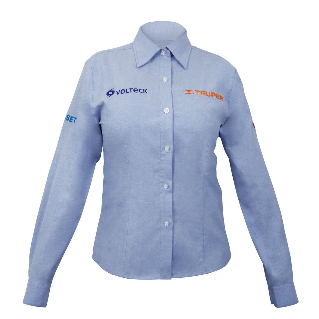 Camisa azul para dama, manga larga, talla mediana