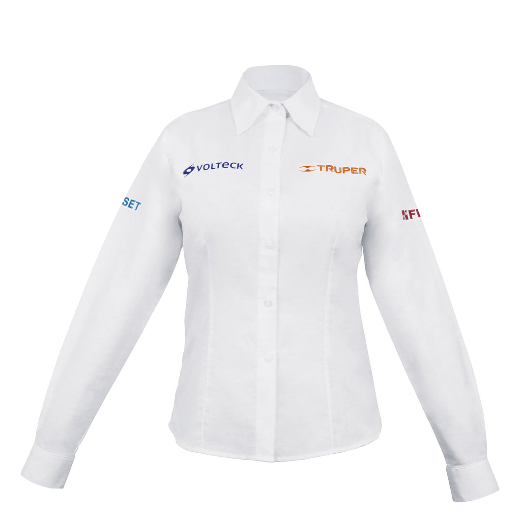 Camisa blanca para dama, manga larga, talla mediana