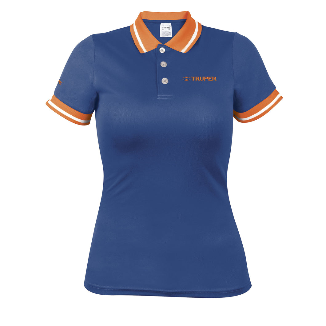 Playera tipo polo, dry fit, azul, para dama, talla M