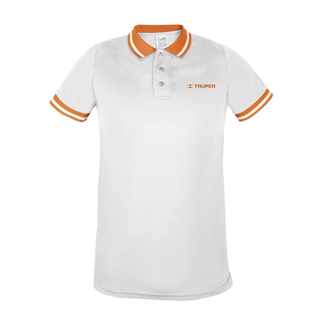 Playera tipo polo, dry fit, blanca, para caballero, talla CH