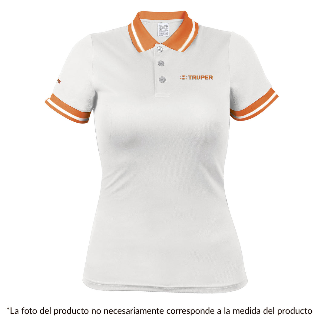 Playera tipo polo, dry fit, blanca, para dama, talla CH