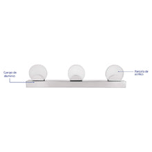Cargar imagen en el visor de la galería, Arbotante decorativo de LED para baño, 3 spots, 10 W
