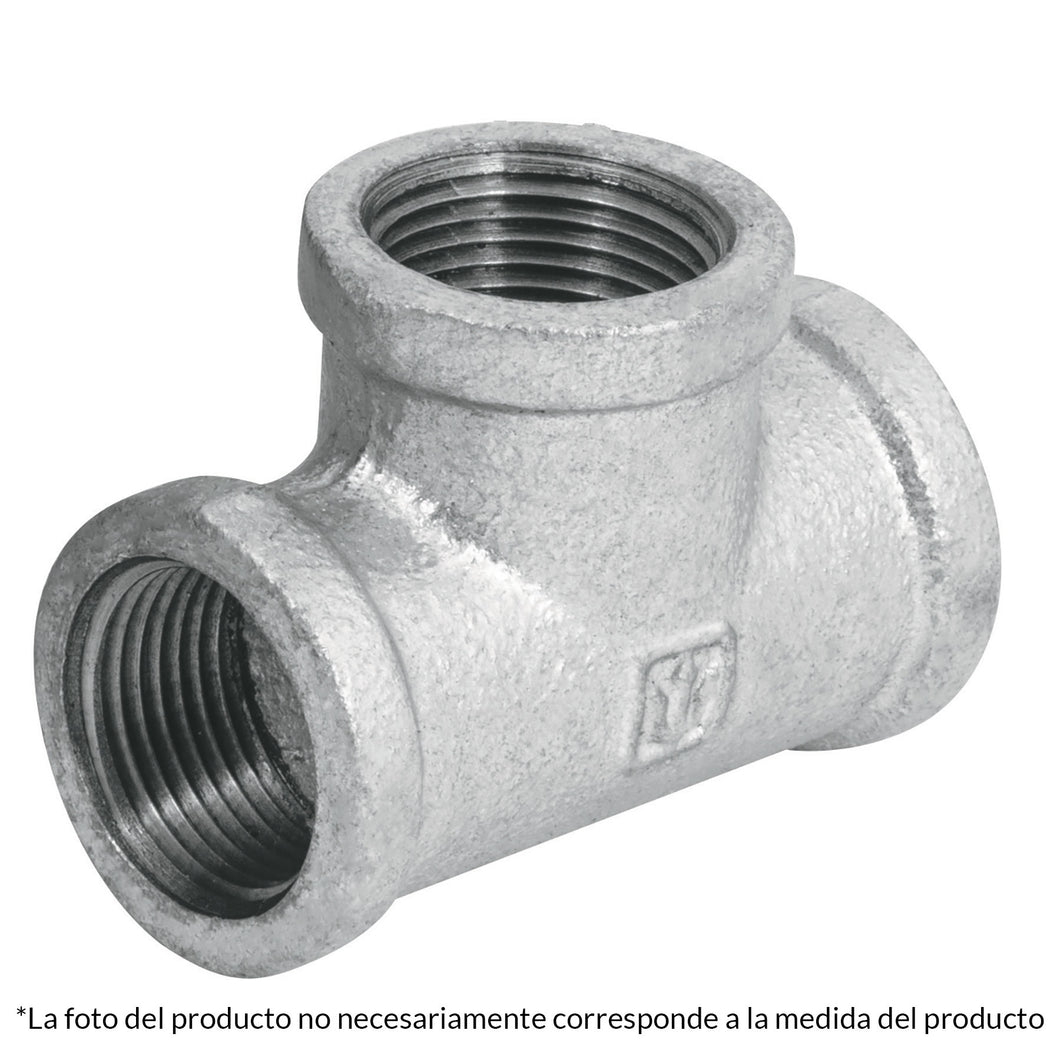Tee sencilla, acero galvanizado, 1'